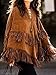 Persun Women Khaki Suedette Lace Up Front Tasseled Poncho Cape Coat, Brown, onesize