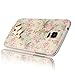 S5 Case,Galaxy S5 Case - Mavis's Diary 3D Handmade Bling Crystal Cute Butterfly Sparkle Glitter Diamonds Fashion Floral Pink Flowers Design Hard Cover for Samsung Galaxy S5 I9600 2014 with Clean Cloth