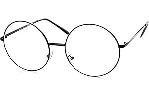 TRIXES Round Glasses Unisex Black - Beatles Retro Style Clear Lens Glasses - Round Wire frame Spectacles – Fancy Dress