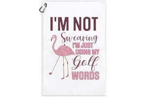 Msticey I'm Just Using My Golf Words Funny Microfiber Towel with Clip for Golfer, Mother's Day Birthday - Pink Flamingo Accessories for Women Golf Lover Mom