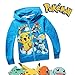 Pokemon Long Sleeve Front Zip Hoodie Sweater Jacket Coat (7-8 sz 130, Blue)