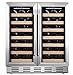 Kalamera 30'' Wine Cooler 66 Bottle Dual Zone Built-in and Freestanding with Stainless Steel and Glass French-Door Style