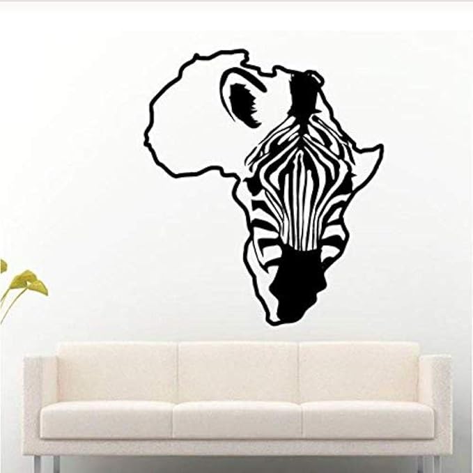 Etiqueta De La Pared Mapa De África Cebra Pared Calcomanía Niños Arte