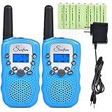 Swiftion Rechargeable Kids Walkie Talkies 22 Channel 0.5W FRS/GMRS 2 Way Radios with Charger and Rechargeable Batteries (Blue, Pack of 2)