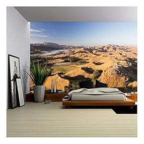 Landscape of Desert Hill with Oasis Under Sky - Removable Wall Mural | Self-Adhesive Large Wallpaper - 66x96 inches
