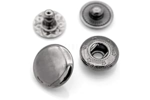 CRAFTMEMORE 10 Pack Snap Fasteners Color Plated Solid Brass Metal Snaps Heavy Duty Press Stud S-Spring Poppers Button VT8#831 (15 mm, Gunmetal Black)