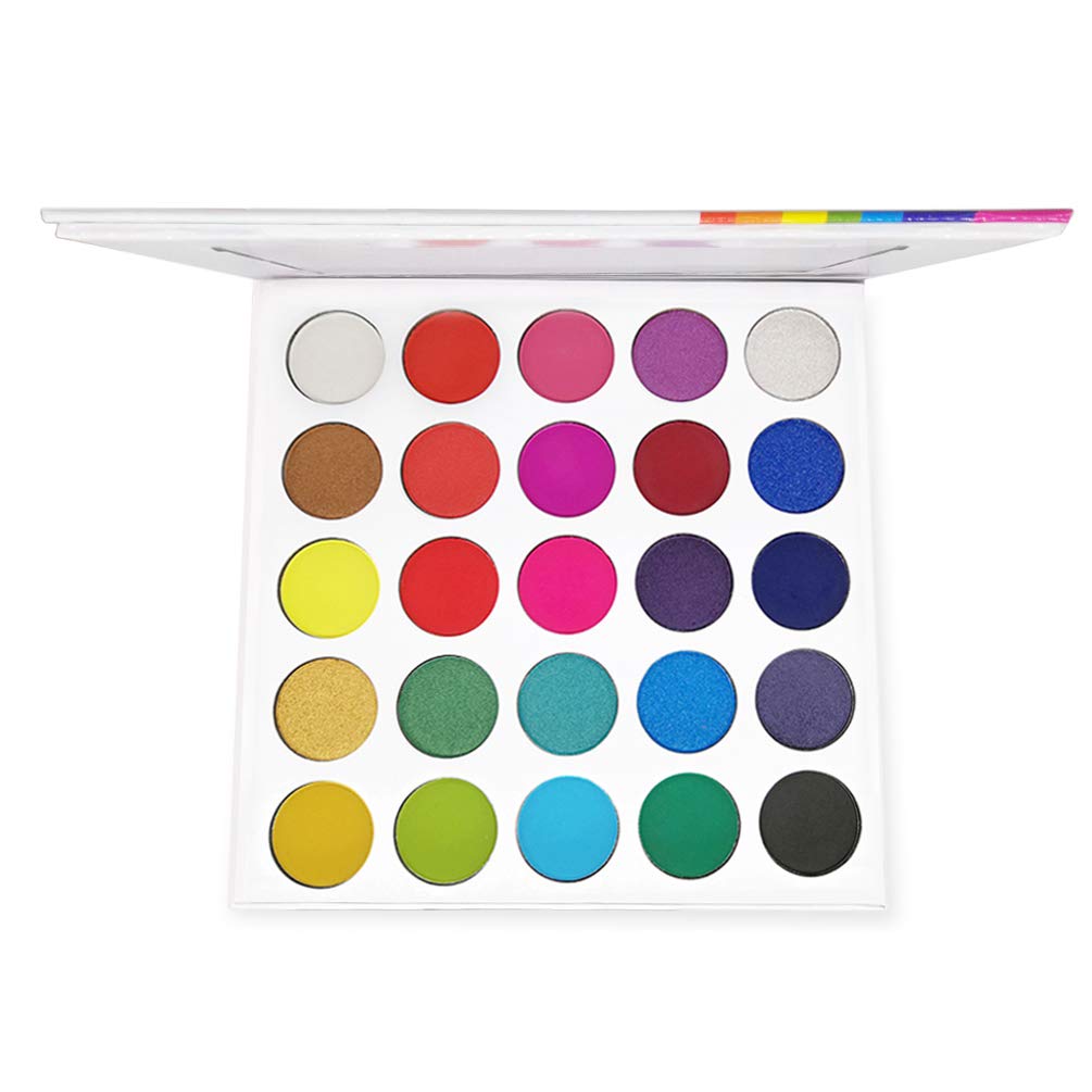 Rainbow Eyeshadow Palette,Professional 25 Color Highly Pigmented Matte Shimmer Eye Shadow Neon Powder Long Lasting Bright Shades Waterproof Cosmetics Set（25M）