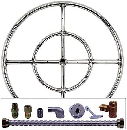 Amazon Com Spotix Afg Round Fire Pit Burner Kit Ss Fr 18kit Lp Mscb 18 Inch Burner Match Light Propane Garden Outdoor