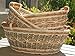 ShopOnNet RT450120-3 Handwoven Round Wicker Storage Basket Curve Pole Handle in Gray and Brown (Set of 3)