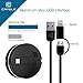 Retractable Lightning Cable, CAFELE 2 in 1 Lightning Micro USB Portable Flexible Charging Data Sync Cable for iPhone X 8 7 6s 6 Plus 5s 5 SE, Samsung S7 S6, Note, LG, Nexus, Nokia, Black, 3.3ft