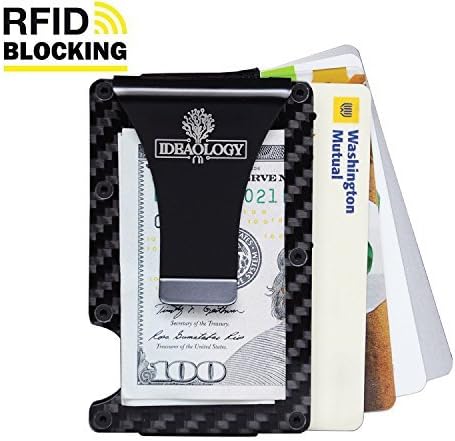 iDeaology Carbon Fiber Wallet Money Clip IMPROVED Slim Minimalist Wallet, Carbon Fiber Front Pocket Wallet, Business Card Holder, RFID Blocking Credit Card Holder For Men & Women by