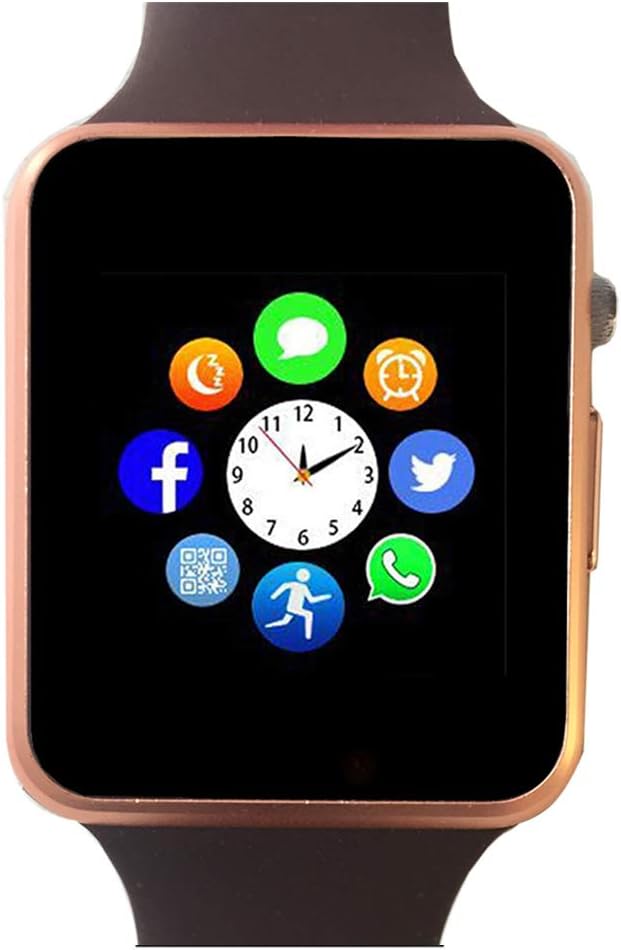 Hocent Smart Watch, Smartwatch with SD Card Camera Pedometer Phone Call Text SNS SMS Sync SIM Card Slot Music Player Alarm Compatible with Android and iPhone (Partial Functions) for Men Women Teens