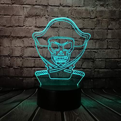 KangYD Cartoon Pirates 3D Visual Lamp,LED Night Light,Boys Gift,Home Decor,F - Bluetooth Audio Base 5 Color,Atmosphere Lamp,Colorful Change,Party Gift [Energy Class A+++]