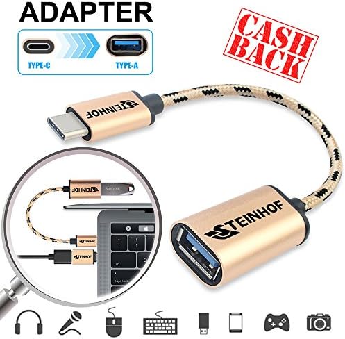 Galaxy S9 USB C Cable,USB C Adapter Cable Aluminum Gold,USB C OTG Cable,Type C Cable Adapter,Male USB C to USB A Female Converter for Galaxy S9 S9+ Mate10 Pro Axon M LG G7 Macbook Pro Nokia9