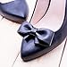 Douqu Fashion Removable Black White Red Blue Assorted Color Synthetic Leather Bow Shoe Clips Pair (Black)