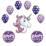 Lavender Unicorn Purple Polka Dot Latex Rainbow Birthday Party Supplies and Balloon Decorations
