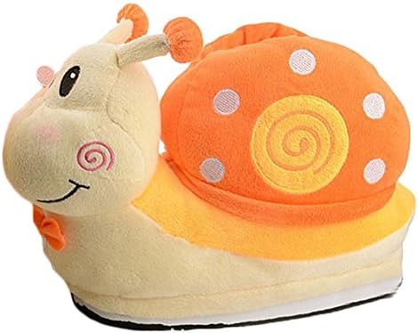 Plush Slippers Unisex โ Feelme Animal Winter Warmers Snail Slippers Shoes for Adult Kids (Children Length: 23cm for 28-34EU, Orange)