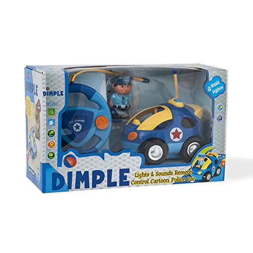 Pack of 2 Cartoon Remote Control (R/C) Police Car & Fire Truck Radio Control Toys for Kids and Toddlers with Sound and Lights by Dimple 49 & 27 Frequency, Best RC Toy and Gift for Kids