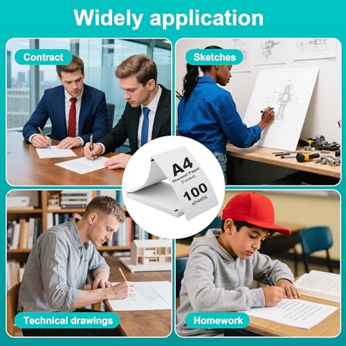 (100 Sheets) A4 Thermal Paper Foldable, BPA-Free, Quick Dry, Thermal Paper for Documents, Web Pages and Photos (100)