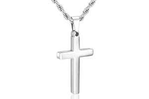 HEYOLL Stainless Steel Cross Necklace for Mens Twisted Rope Chain Cross Pendant Rustproof Necklace for Mens Easter Christian 
