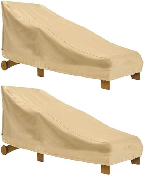 Amazon Com Boyspringg Patio Chaise Lounge Chair Cover Waterproof Outdoor Chaise Covers Sun Lounge Cover Lightweight For Garden Yard Furniture Grey 2 Pack Beige Furniture Decor