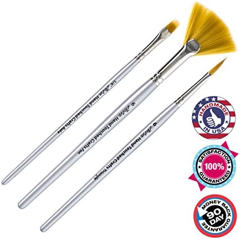 Artist Paintbrushes: 3pc Specialty Paintbrush Set For Acrylic Paint, Oil &amp; Watercolor. Durable, Easy Clean, Taklon Brush Fiber. Brushes Are Handmade In USA. Develop Your Art Skills With Zeta Today!