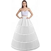 LJXploreMax Women's 4 Hoop Skirt Petticoat A Line Crinoline Floor Length Underskirt for Wedding Dress Ball Gown Slips