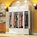 KOUSI Portable Clothes Closet Clothing Storage Plastic Dresser Shelves Armoire Wardrobe Moving Boxes Rack Bins Shelf Closet for Bedroom Organizers and Storage, White, 8 Cubes+4 Hanging Sections
