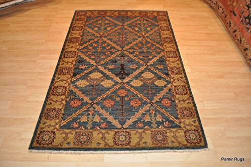 Blue 4x6 Ft. TOP Quality Vegetable Dye Blue Gold, Persian/oriental Hazara Rug