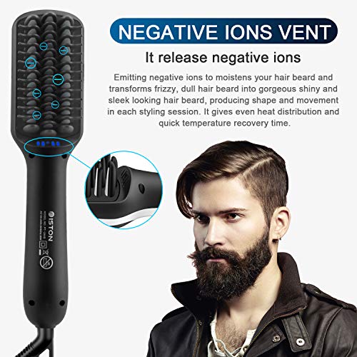Beard Straightener for Men Ionic hair straightener with LED Display Beard/Hair Straightening Heat Brush with Anti-Scald Feature Portable Beard Straightener Comb For Home & Travel - Thumbnail 4