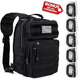 Army Tactical Backpack Molle | Sling Back Pack | Best Military Survival Gear for Men and Women - Range Shoulder Sling Bags - Small One Strap Bag for Hiking - Black