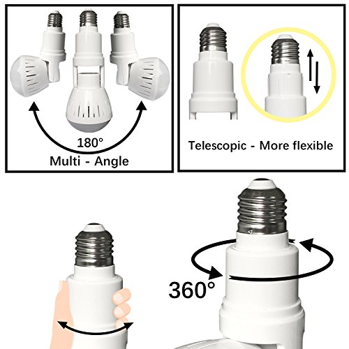 Wireless IP Camera LED Bulb Camera Hidden Camera 360 Degree Panoramic 1080P HD Fisheye for IOS Android APP Remote Home Security System Support for Indoor House Baby Room Pet Fathers Day