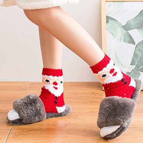 Gellwhu Christmas Fuzzy Socks for Women Girls Gifts Cute Fun Cozy Fluffy Winter Warm Slipper Xmas Holiday Socks