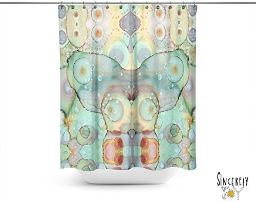 Mermaid Tail shower curtain. Boho gypsy style bathroom accessories. Add a matching bath mat! Artwork by mixed media artist C.Cambrea.