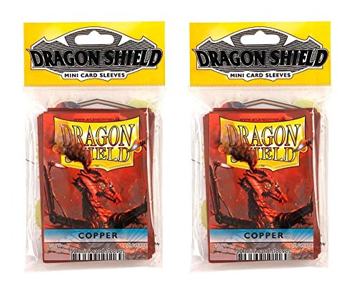 Dragon Shield Bundle: 2 Packs of 50 Count Japanese Size Mini Card Sleeves - Copper Color