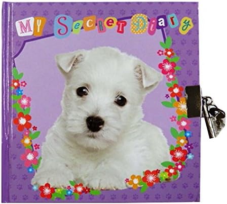 Girls Secret Lock and Key Diary - Puppy & Flowers - 80 Pages - Size 5.9" x 5.9"