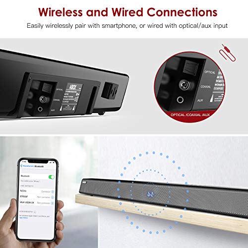 2.1 Channel Soundbar with Subwoofer, ABOX 120W Sound Bar for TV