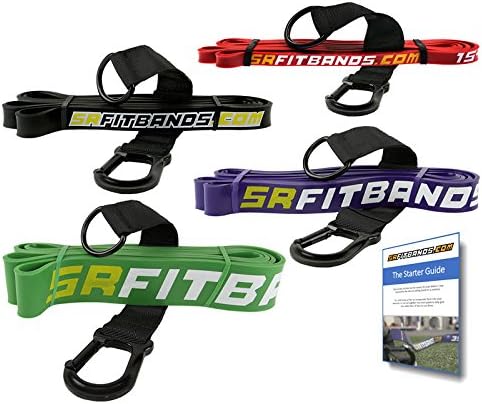 Resistance Band Training Kit with 4 SR Fit Resistance Bands | The Training Kit for Athletes, Teams, Bodybuilding, Powerlifting, Crossfit or Home Gyms