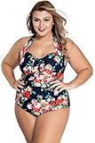 Chase Secret Women Plus Size Swimwear Flower Print Tummy Control Monokini One Piece Swimsuit X-Large
