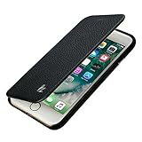 JISONCASE iPhone 7 Case,iPhone 8 Case Premium Genuine Leather Handmade Full Cover Corrected Grain Leather Protective Magnetic Closure Folio Flip Style for Apple iPhone 7/8 Black