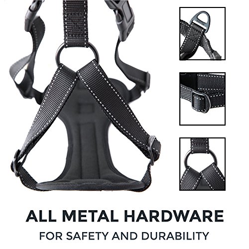 Mighty Paw Dog Car Harness - Vehicle Safety Gear - 2 Leash Attachment - Adjustable Straps - Reflective Stitching - Soft Padding - Standard Harness Functionality - No Pull Front Leash Attachment - L