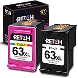 RETCH Re-manufactured Ink Cartridge Replacement for HP 63XL 63 XL High Yield for HP Envy 4520 4516 Officejet 5255 5258 3830 4650 3831 3833 4655 DeskJet 1112 3630 3632 2130 2132 (1 Black, 1 Tri-Color)