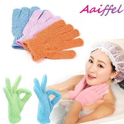 AAIFFEL Exfoliating Bath Shower Gloves Scrubber,Shower Sponge Mesh Pouf Cleansing Body Removes Dead Skin,2 pairs