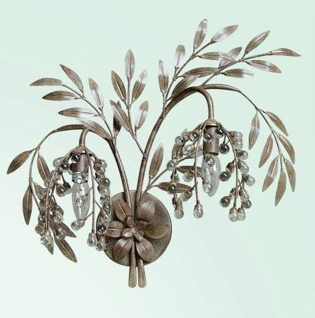 Bethel Rt73-A2 - 2 Light Antique Brown Clear Crystal Wall Sconce