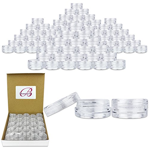 Beauticom 3G/3ML Round Clear Jars with Screw Cap Lids for Lotion, Creams, Toners, Lip Balms, Makeup Samples - BPA Free (Quantity: 150pcs)