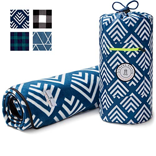 Blue and White Picnic & Outdoor Blanket by Laguna Beach Textile Co - Plush and Water-Resistant Outdoor Mat - Perfect for Camping, Beach, Park and Picnics - Newport Blue Arrow
