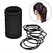 Polytree 100Pcs Black Thick Elastics Hair Ties Snag Free Endless Hairbands Ponytail Holders 2MM