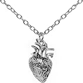 Niche-Finds Anatomical Heart Pendant Necklace for Women & Men – 3D Human Heart Necklace, 100% Stainless Steel Never Rusts – Medical Anatomy Gothic Jewelry Gift for Nurses, Doctors & Halloween