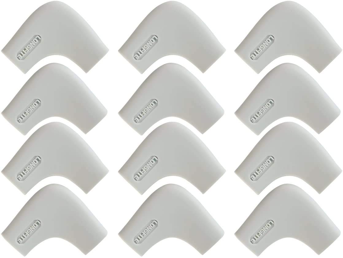 LONGFITE Baby Safety Corner Protectors 12 Pack, Right Angle, Strong Adhesive Pre-taped, Food Grade Silicone Table Corner Guards for Kids (Grey)