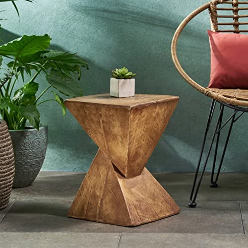 medla Lightweight Concrete Side Table: Modern End Table with Wood-Like Finish Small Coffee Table Stylish Bedside Table for Living Room Bedroom Balcony 30.5×30.5×46cm